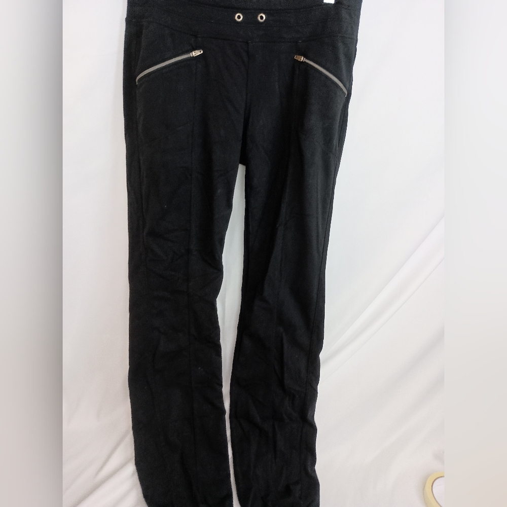 2/$30 Athleta Pull On Black Track Pants with Zipper Accents (#1,000)